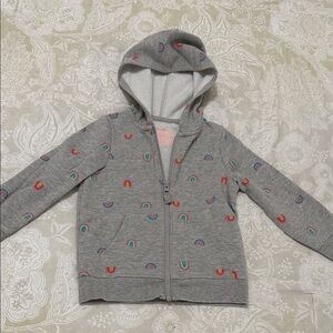 Cat & Jack Gray Zip Hoodie with Colorful Rainbow Motifs